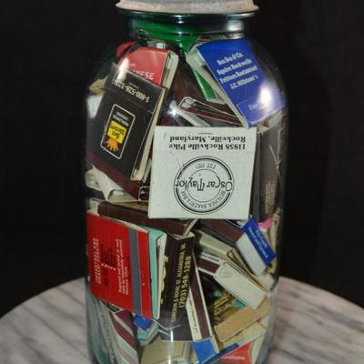 Old Ball Jar full of Matches From All Over 9.5”