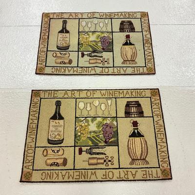 937 Pair of 2'x 3' Hooked Rugs " The Art of Winemaking"