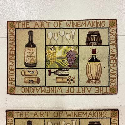 937 Pair of 2'x 3' Hooked Rugs " The Art of Winemaking"