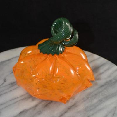 Art Glass Pumpkin w/ Twisty Stem 5.5” Tall