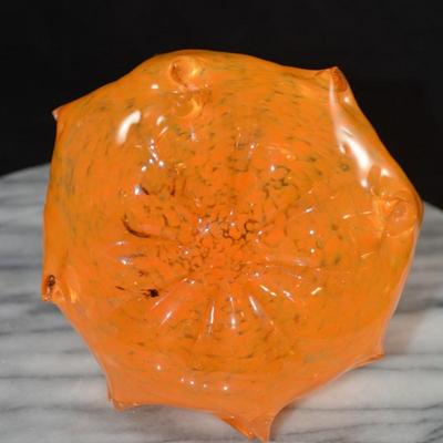 Art Glass Pumpkin w/ Twisty Stem 5.5” Tall