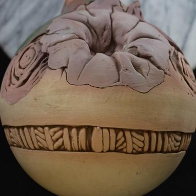 Vintage John Davis Sculpted Vase, Signed, ’98, 9”x7”x7”