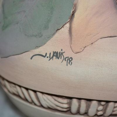 Vintage John Davis Sculpted Vase, Signed, ’98, 9”x7”x7”