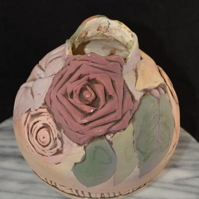 Vintage John Davis Sculpted Vase, Signed, ’98, 9”x7”x7”