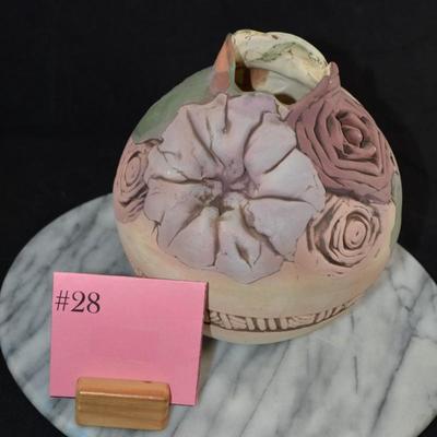 Vintage John Davis Sculpted Vase, Signed, ’98, 9”x7”x7”