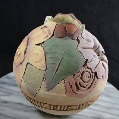 Vintage John Davis Sculpted Vase, Signed, ’98, 9”x7”x7”