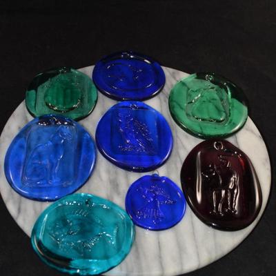 Vintage Set of 8 BLENCO Pressed Glass Ornaments