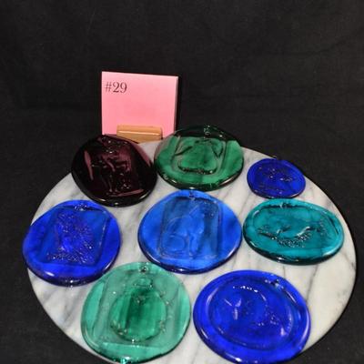 Vintage Set of 8 BLENCO Pressed Glass Ornaments