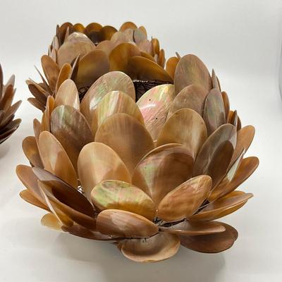 847 Set of Three Shell Candle Votives