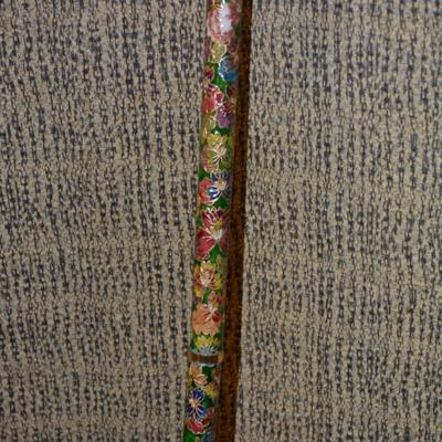 Vintage 33” 3 Section Cloisonne Cane w/ Beautiful Case, China