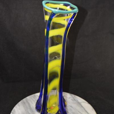 MCM Striped Layered Glass Vase 15”