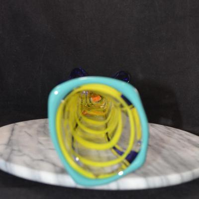 MCM Striped Layered Glass Vase 15”
