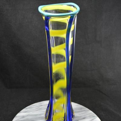 MCM Striped Layered Glass Vase 15”