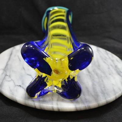 MCM Striped Layered Glass Vase 15”