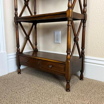 848 Mahogany "X" Style Bookshelf With Two Drawers