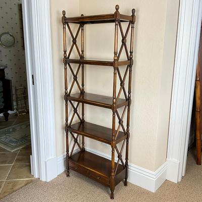 848 Mahogany "X" Style Bookshelf With Two Drawers