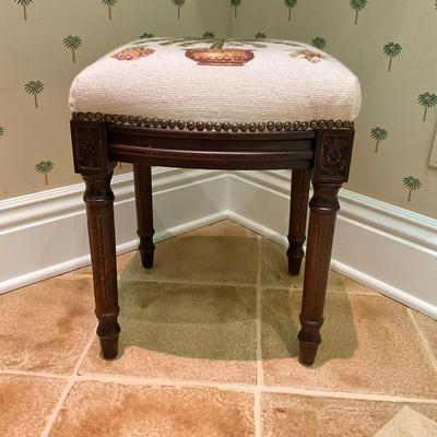 850 Palm Tree Needlepoint Ottoman