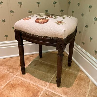 850 Palm Tree Needlepoint Ottoman