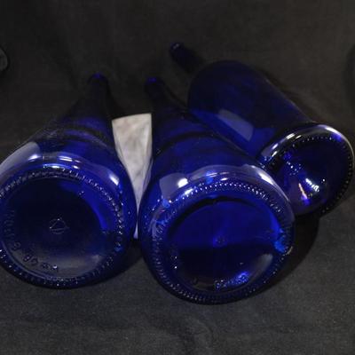 Set of 3 Cobalt Blue Bottles/Vases 19”/19”/17”