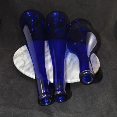Set of 3 Cobalt Blue Bottles/Vases 19”/19”/17”