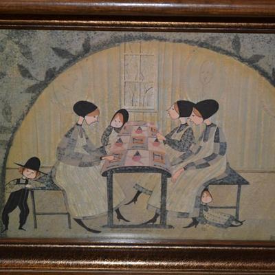 1973 Signed P. Buckley Moss Print in Heavy Wood Frame