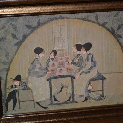 1973 Signed P. Buckley Moss Print in Heavy Wood Frame