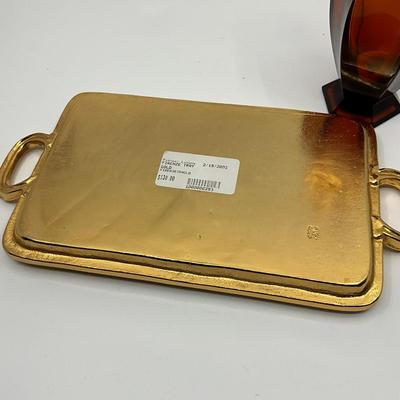 853 Italian Gold Gilt Firenze Tray With Berger Fragrance Lamp