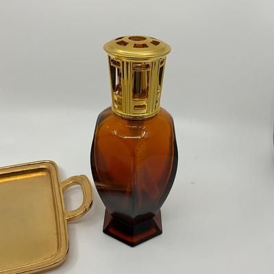 853 Italian Gold Gilt Firenze Tray With Berger Fragrance Lamp