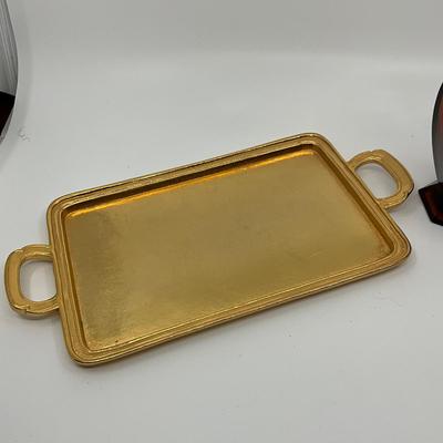 853 Italian Gold Gilt Firenze Tray With Berger Fragrance Lamp