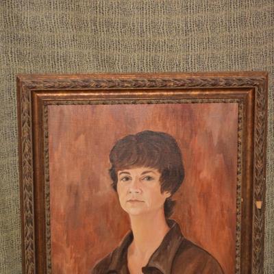 Original Portrait in Heavy Ornate Wood Frame 29.5"x25"