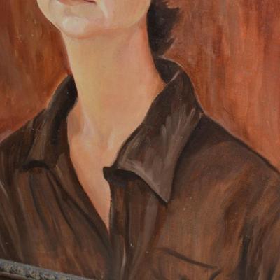 Original Portrait in Heavy Ornate Wood Frame 29.5"x25"