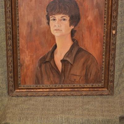 Original Portrait in Heavy Ornate Wood Frame 29.5"x25"