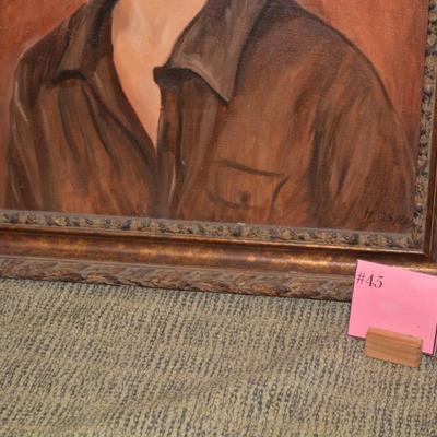 Original Portrait in Heavy Ornate Wood Frame 29.5"x25"