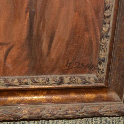 Original Portrait in Heavy Ornate Wood Frame 29.5"x25"