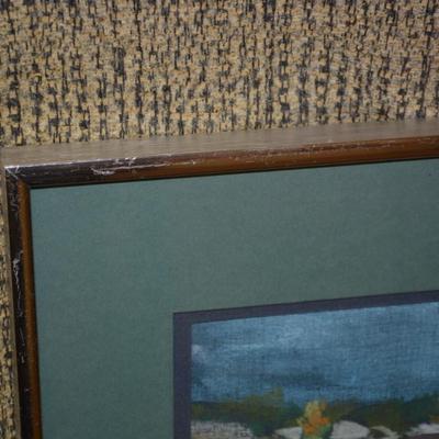 Framed & Matted Original Oil Pastel Coastal Landscape 22.25”x17.25”