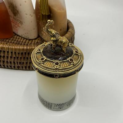 857 Ambrosia Javeled Votive Candle With Decorative Bottles