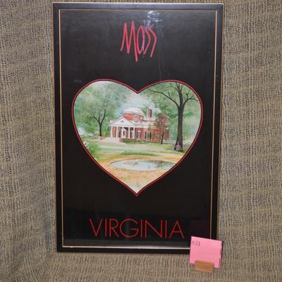 Framed P. Buckley Moss Virginia Print 26.75”x17.25”