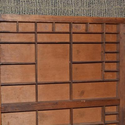 Antique/Vintage Wood Type Set Drawer/Knick Knack Shelf 32.25”x16.5”