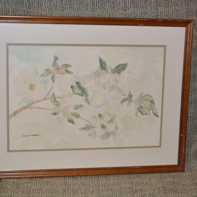 Framed & Matted Original Floral Watercolor by Margaret E.
