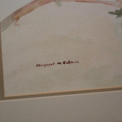 Framed & Matted Original Floral Watercolor by Margaret E.