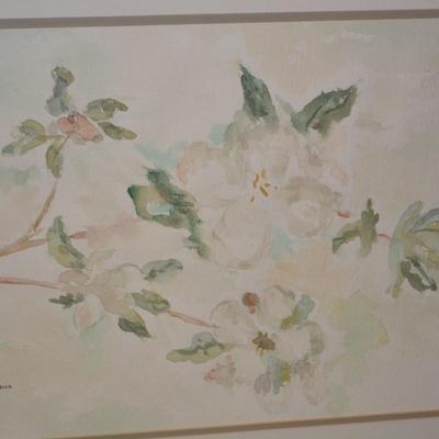 Framed & Matted Original Floral Watercolor by Margaret E.