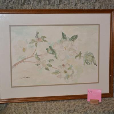 Framed & Matted Original Floral Watercolor by Margaret E.