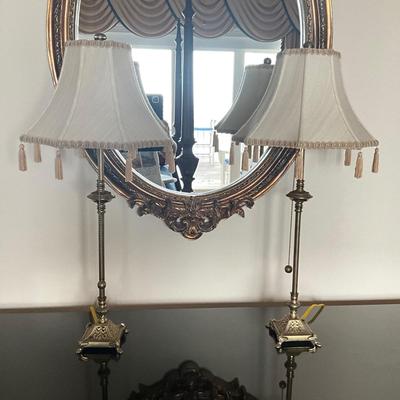 949 Pair of Brass Decortive Candlestick Lamps