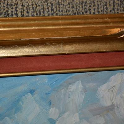 Original Oil on Canvas Signed in Ornate Wood Gold-Tone Frame