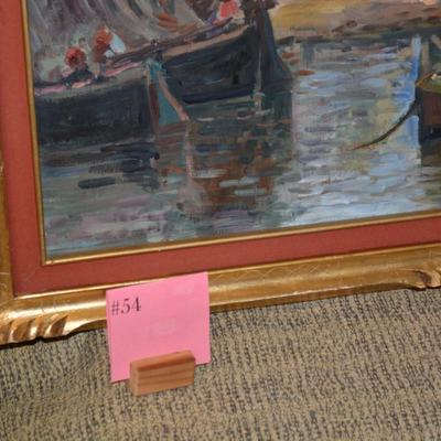 Original Oil on Canvas Signed in Ornate Wood Gold-Tone Frame