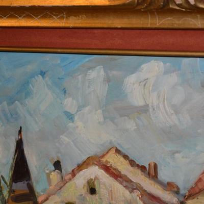 Original Oil on Canvas Signed in Ornate Wood Gold-Tone Frame