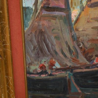 Original Oil on Canvas Signed in Ornate Wood Gold-Tone Frame