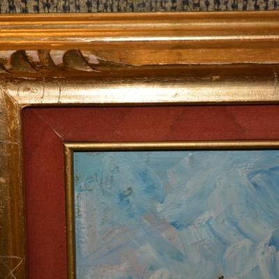 Original Oil on Canvas Signed in Ornate Wood Gold-Tone Frame
