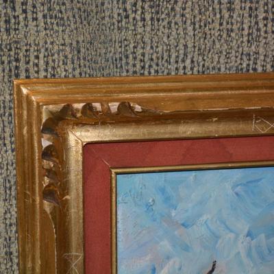 Original Oil on Canvas Signed in Ornate Wood Gold-Tone Frame