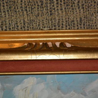 Original Oil on Canvas Signed in Ornate Wood Gold-Tone Frame